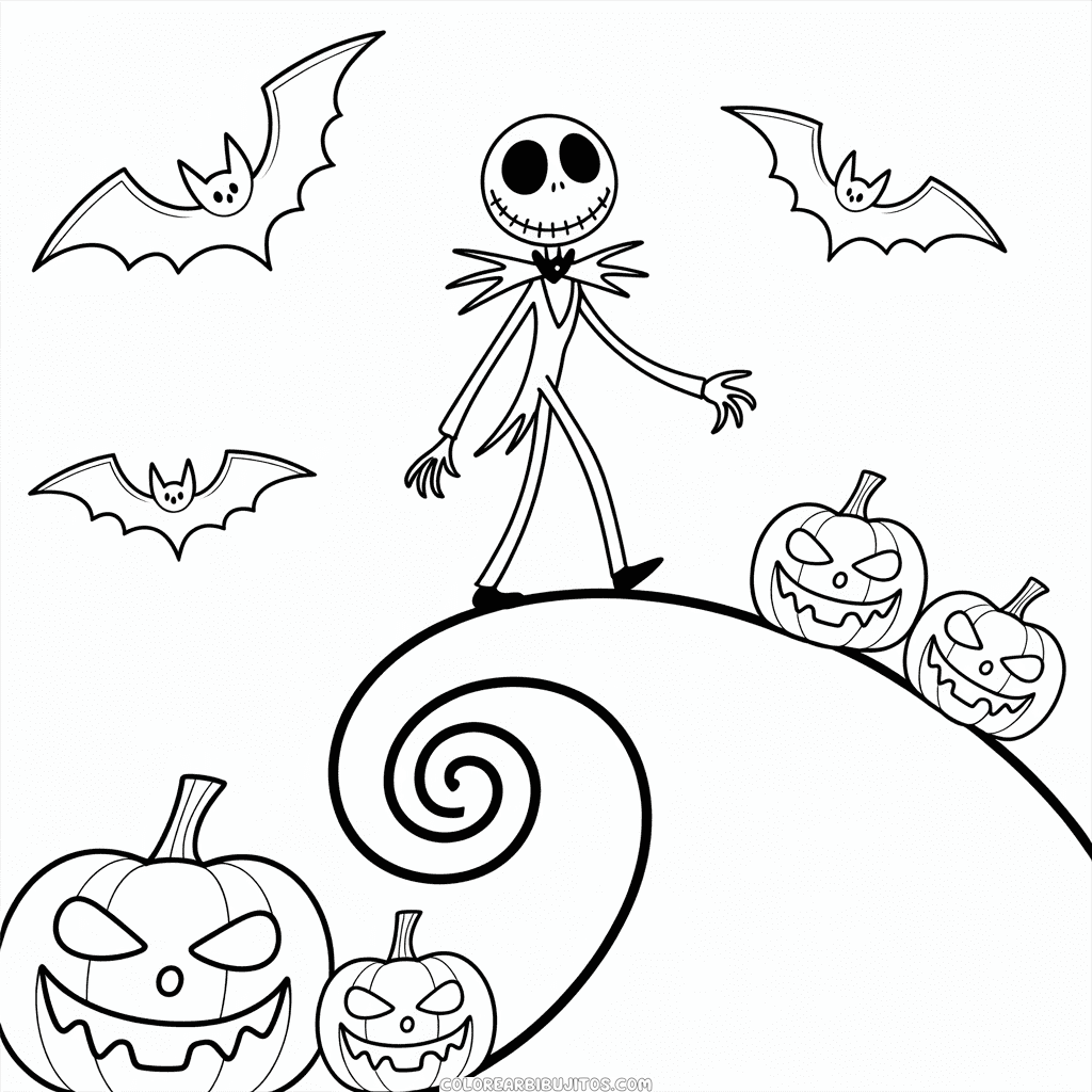 Dibujo de Pesadilla de Halloween Antes de Navidad para Colorear