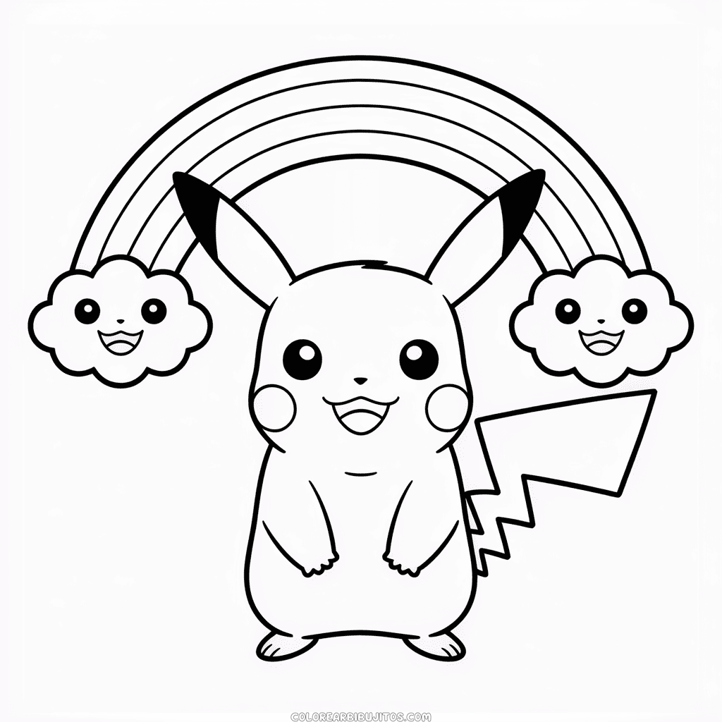 Dibujo de Pikachu Arcoíris para Colorear