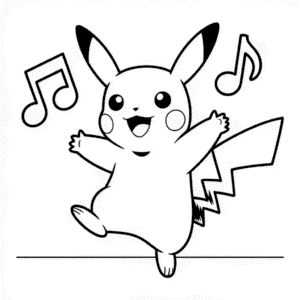 Dibujo de Pikachu Bailando para Colorear