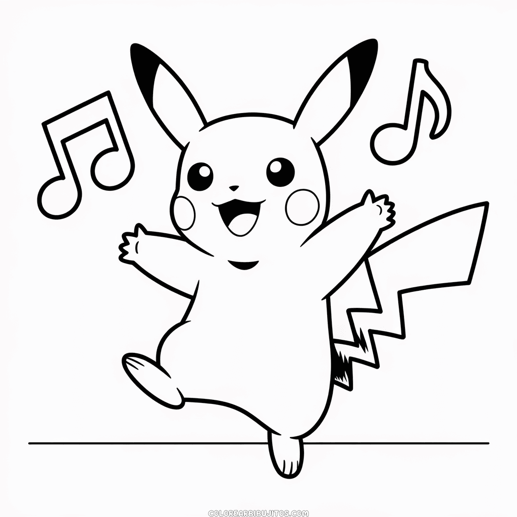 Dibujo de Pikachu Bailando para Colorear