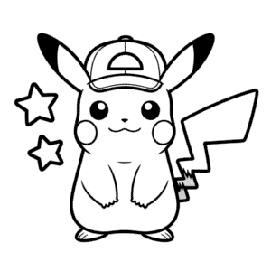 Dibujo de Pikachu con Sombrero para Colorear
