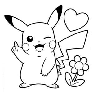 Dibujo de Pikachu Guiñando el Ojo para Colorear