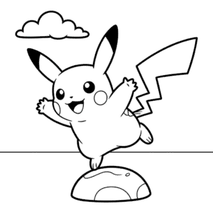 Dibujo de Pikachu Saltarín para Colorear