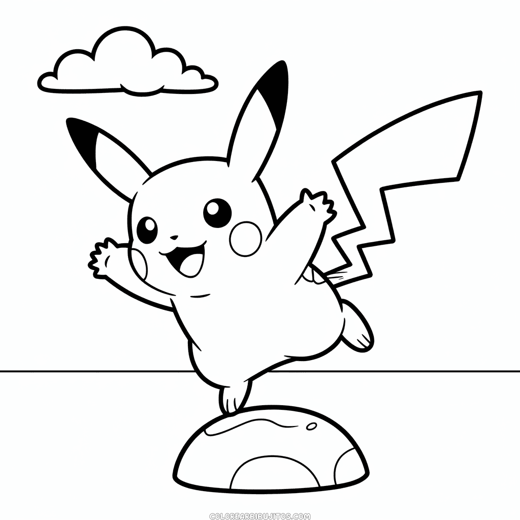 Dibujo de Pikachu Saltarín para Colorear