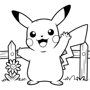 Dibujo de Pikachu Saludando para Colorear