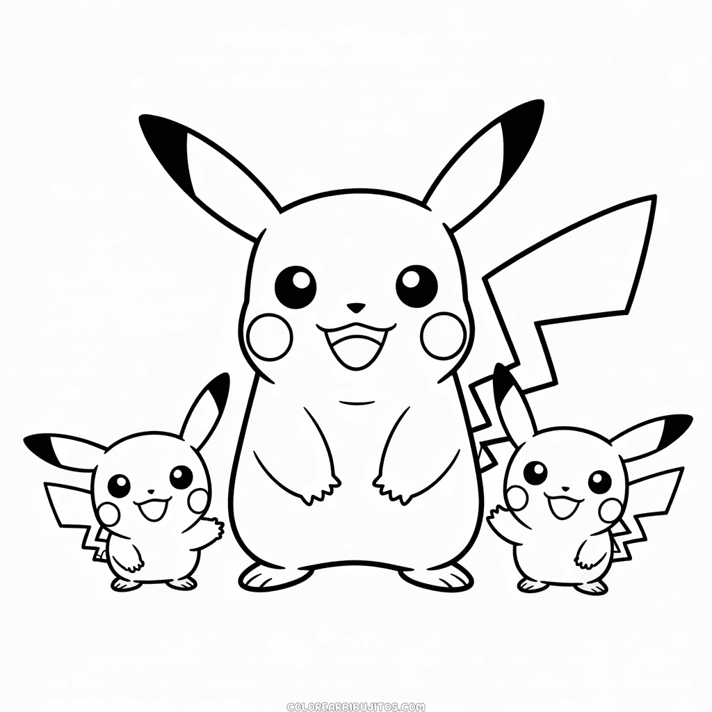 Dibujo de Pikachu y Amigos para Colorear