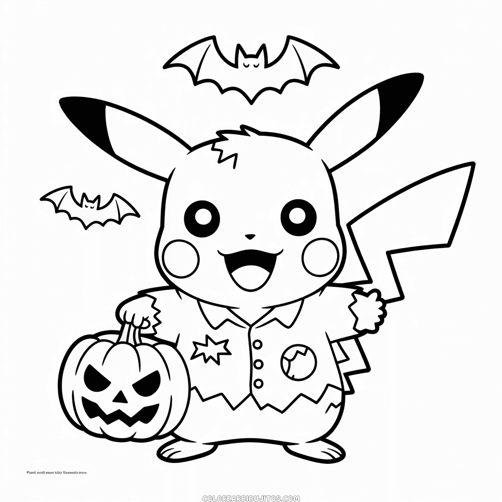 Dibujo de Pikachu Zombie para Colorear