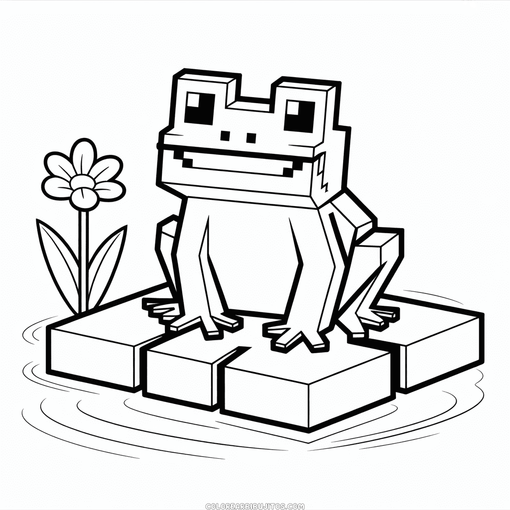 Dibujo de Rana Minecraft para Colorear