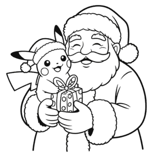 Dibujo de Santa y Pikachu para Colorear
