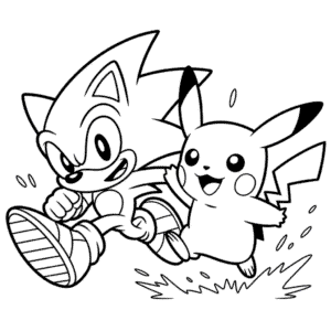 Dibujo de Sonic y Pikachu para Colorear