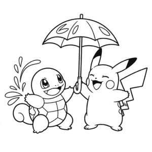 Dibujo de Squirtle y Pikachu para Colorear