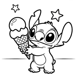 Dibujo de Stitch con Helado para Colorear