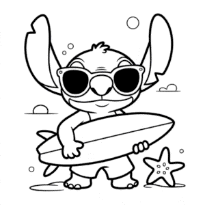 Dibujo de Stitch de Verano para Colorear
