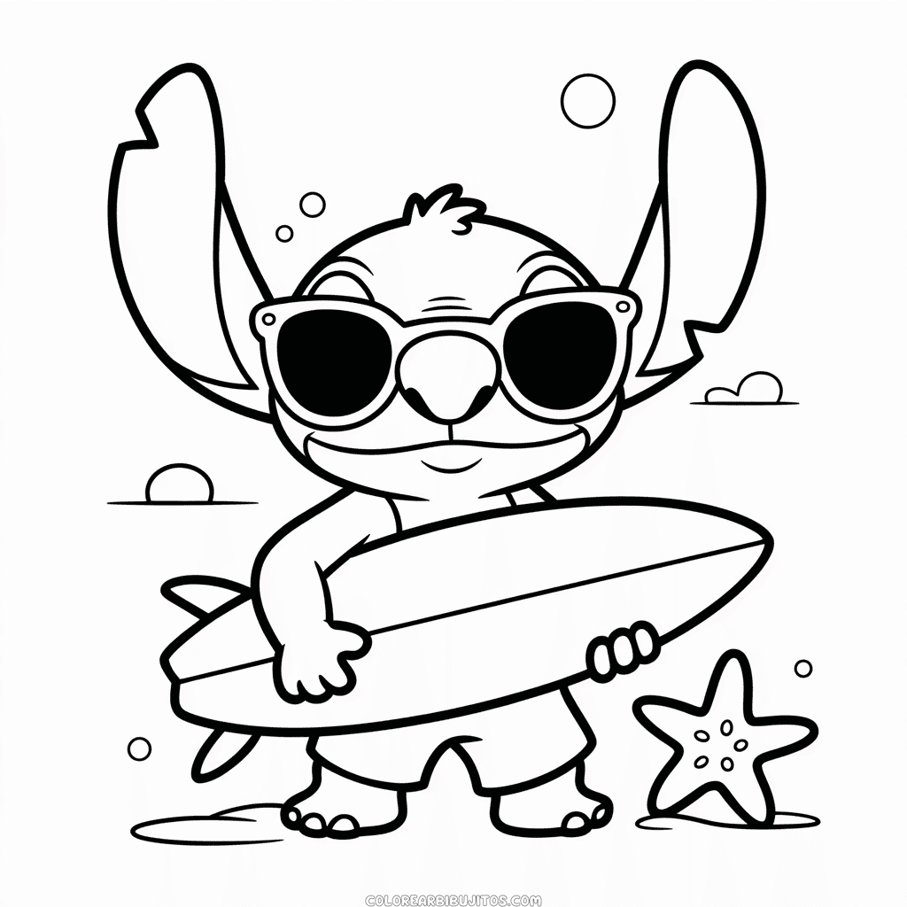 Dibujo de Stitch de Verano para Colorear