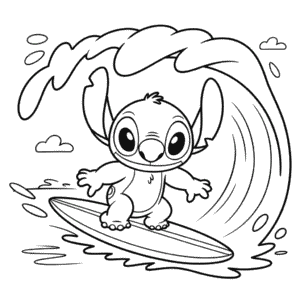 Dibujo de Stitch Haciendo Surf para Colorear
