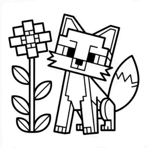 Dibujo de Zorro Minecraft para Colorear