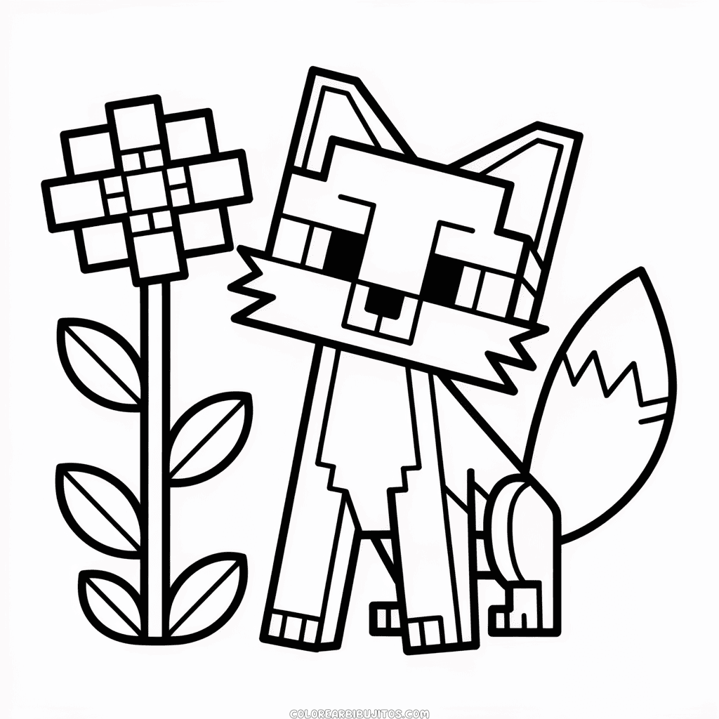 Dibujo de Zorro Minecraft para Colorear